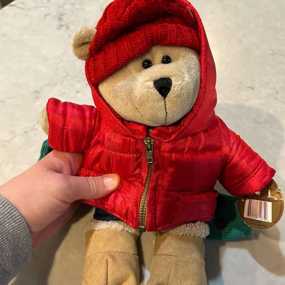 Starbucks Red and Cream Teddy Bear with Hat